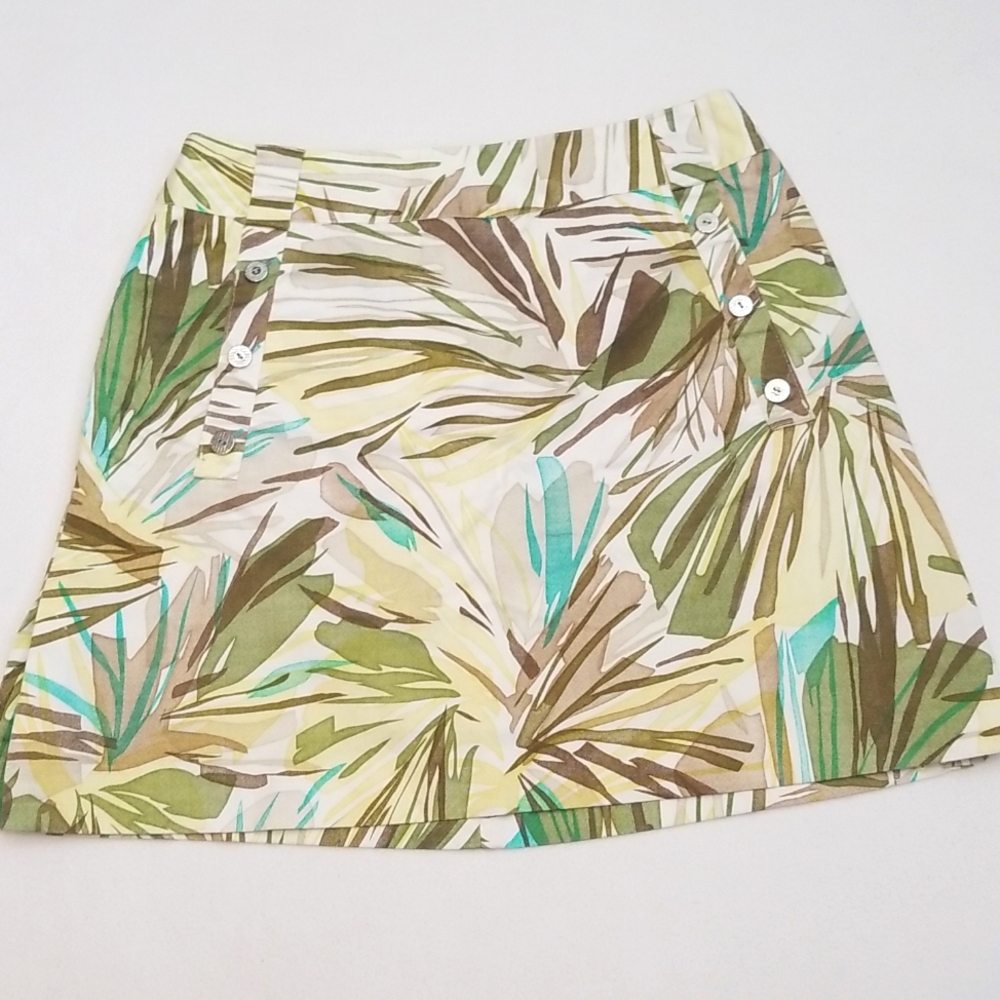 Sport Haley Palm Print Skort in Cream, Green, Brown, Teal
